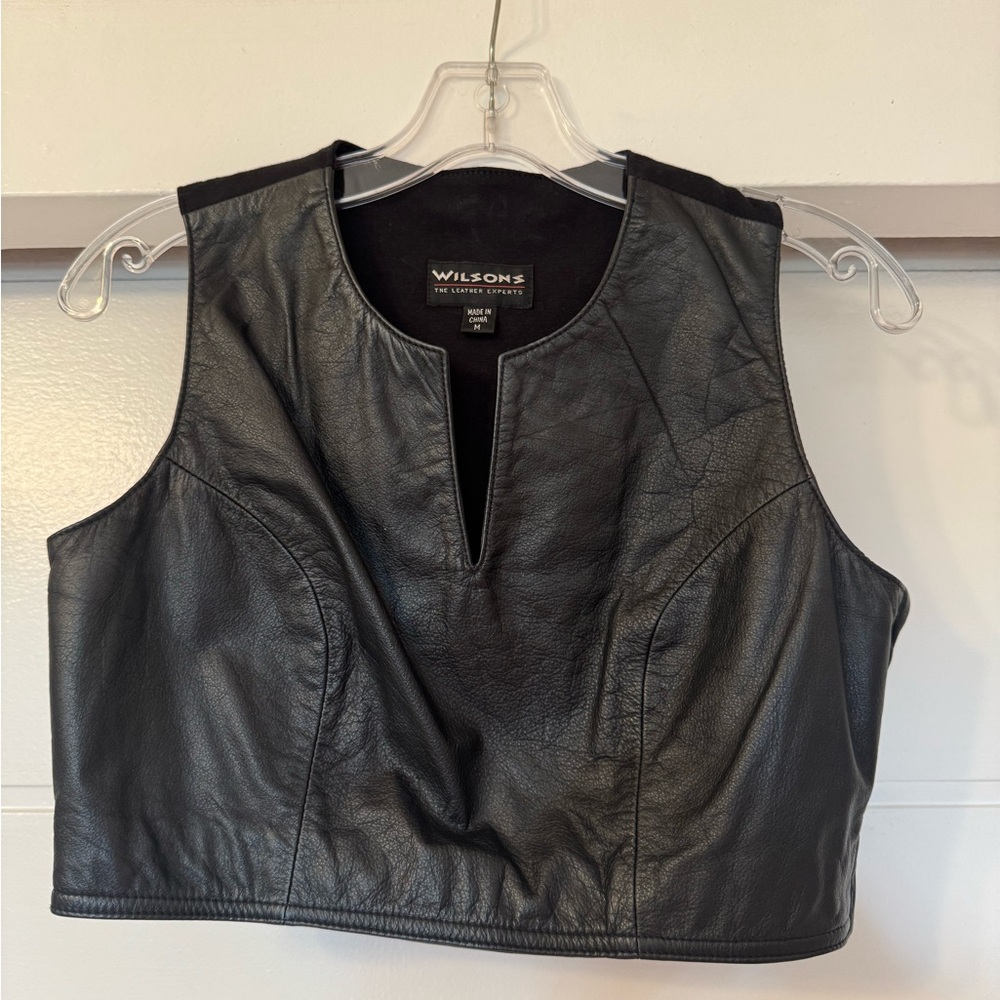 Vintage cropped leather top